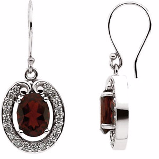 65199:100100:P 14kt White Mozambique Garnet & 3/8 CTW Diamond Earrings