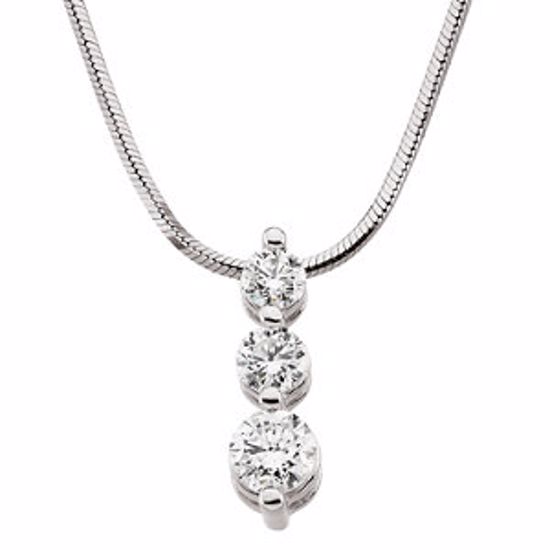 62482:20005:P 14kt White 1 CTW Diamond 3 Stone 18" Necklace