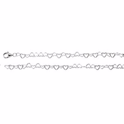 CH805:100100:P Sterling Silver 4.5mm Heart Link 7.25" Chain
