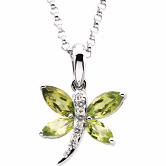 65362:100100:P 14kt White Peridot & .02 CTW Diamond 18" Necklace