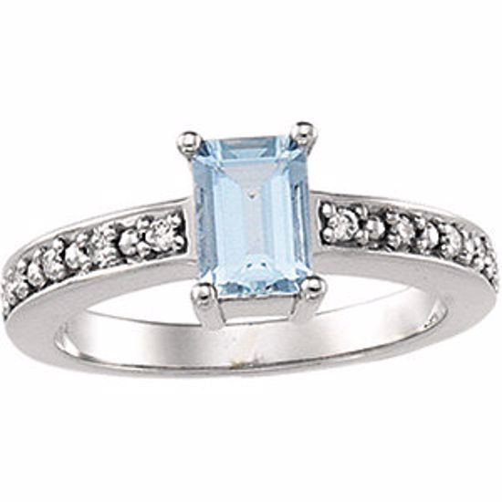 65376:100100:P 14kt White Aquamarine & 1/10 CTW Diamond Ring