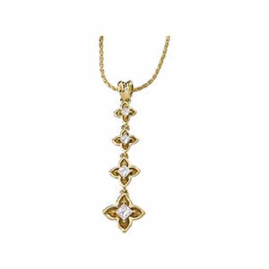 65397:100200:P 14kt Yellow  1/2 CTW Journey Diamond Linked Floral Pendant