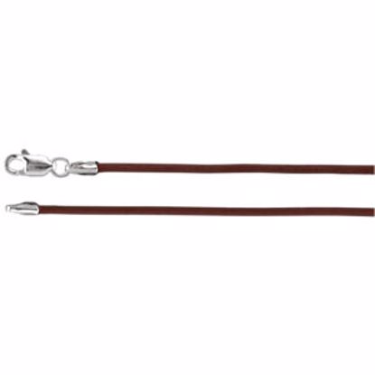 CH611:298819:P 14kt White 1.5mm Brown Leather 18" Cord