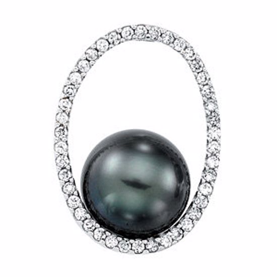 64914:100200:P 14kt White 1/3 CTW Diamond & 11mm Tahitian Pearl Pendant