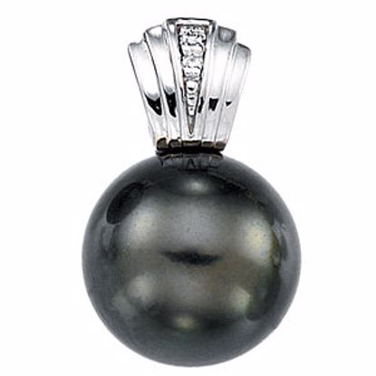 65140:100100:P 14kt White .01 CTW Diamond & 11mm Tahitian Pearl Pendant