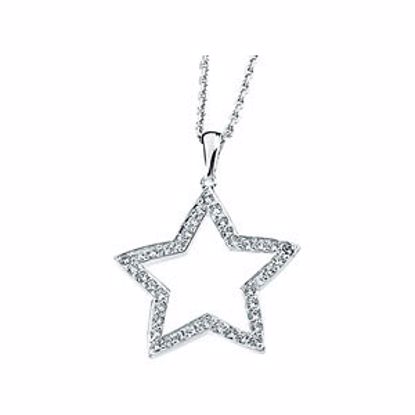 65359:60001:P Sterling Silver Cubic Zirconia Star 18" Necklace