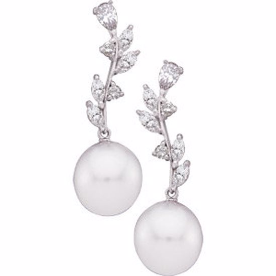 64552:1002000:P South Sea Cultured Pearl and Diamond Earrings