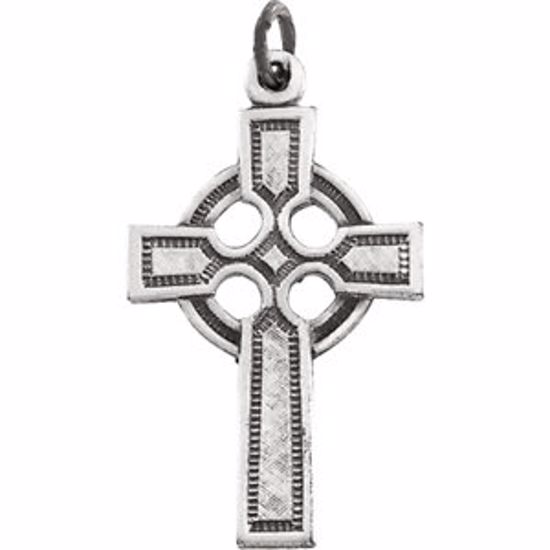 R4040:63159:P 14kt White 23x16mm Celtic Cross Pendant