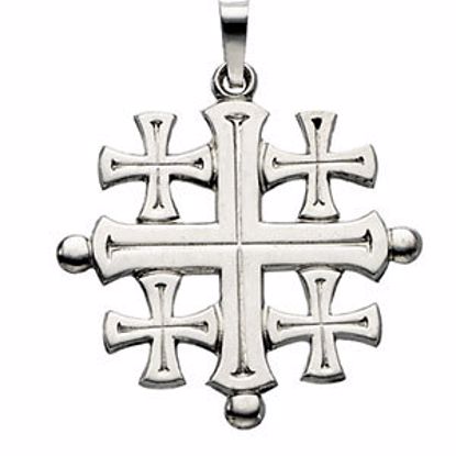 R16148:66925:P 14kt White 27x26mm Jerusalem Cross Pendant