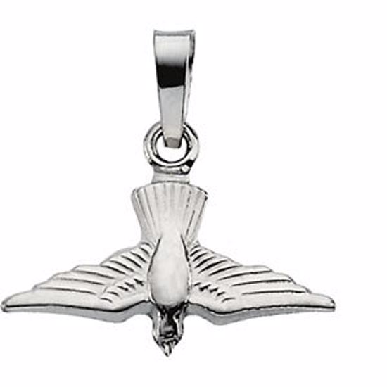 R16354:66835:P 14kt White 13x18mm White Dove Pendant