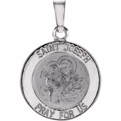 R16369:129644:P 14kt White 15mm Round St. Joseph Medal  