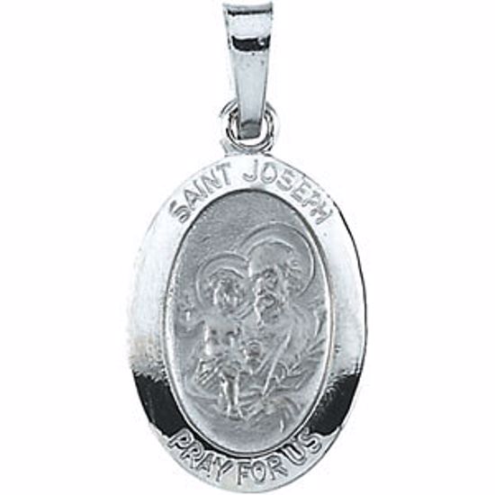 R5038:304390:P 14kt White 15x11mm St. Joseph Oval Medal