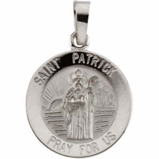 R16325:254887:P 14kt White 15mm Round St.Patrick Medal