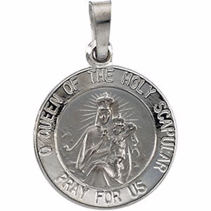 R5075:254397:P 14kt White 15mm Round Scapular Medal