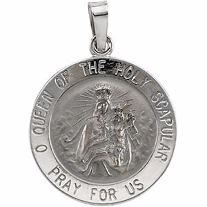 R5075:254398:P 14kt White 18mm Round Scapular Medal