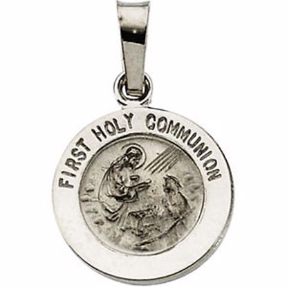 R5055:304514:P 14kt White 12mm First Communion Medal