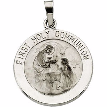 R5055:304515:P 14kt White 18mm First Communion Medal