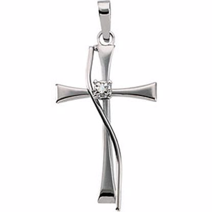 R16253:103716:P 14kt White .010 CTW Diamond Cross Pendant