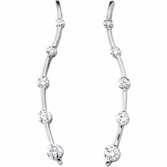 65436:100011:P 18kt White 1 CTW Diamond Journey Earrings