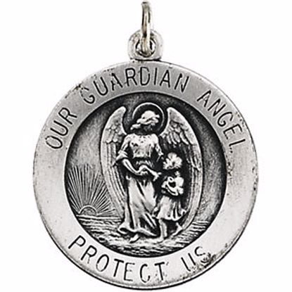 R5043:304520:P 14kt White 18mm Guardian Angel Medal