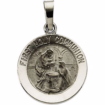 R5055:304516:P 14kt White 15mm First Communion Medal