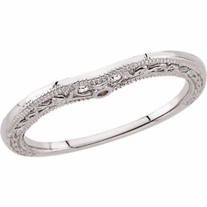 65493:60002:P 14kt White Granulated Scroll Design Curved Band