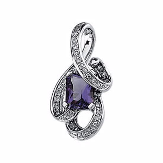 65549:60001:P 14kt White Amethyst & 1/6 CTW Diamond Pendant