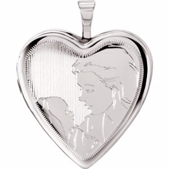 R41630:60001:P Sterling Silver 20.75x19.25mm Child & Mother Heart Locket