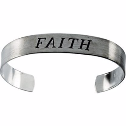 R41960:60001:P Sterling Silver Antiqued "Faith" Cuff Bracelet