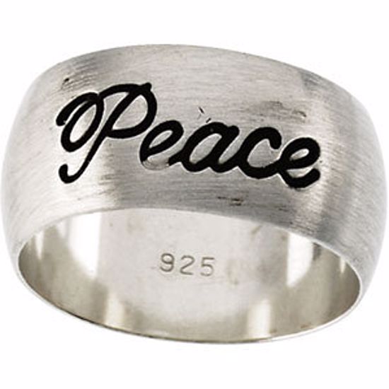 R43020:60003:P Sterling Silver Sterling Silver Antiqued Peace Ring Size 6