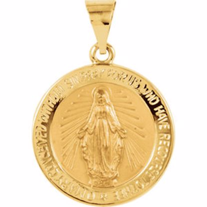 R41623:60002:P 14kt Yellow 18.25mm Hollow Round Miraculous Medal