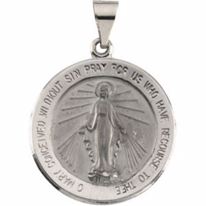 R41623:60003:P 14kt White 22.25mm Hollow Round Miraculous Medal