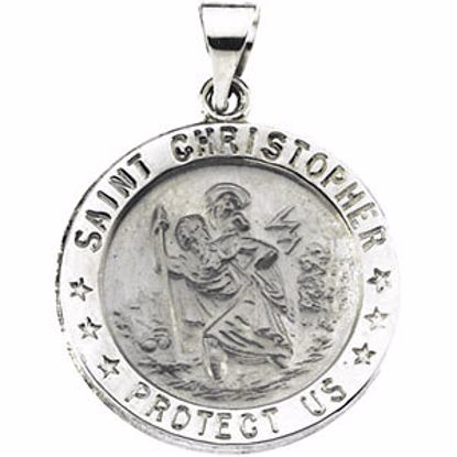 R41608:60003:P 14kt White 21.75mm Hollow Round St. Christopher Medal