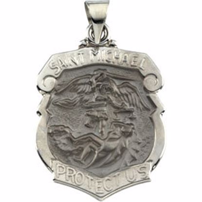 R41604:60001:P 14kt White 24.25x20.75mm Hollow St. Michael Medal