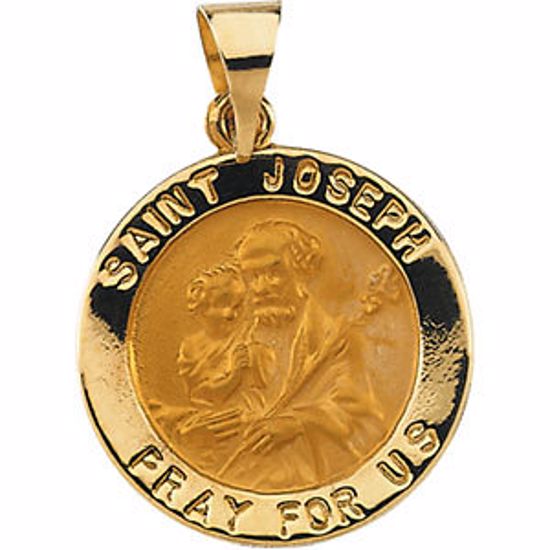 R41611:60002:P 14kt Yellow 18.25mm Hollow Round St. Joseph Medal