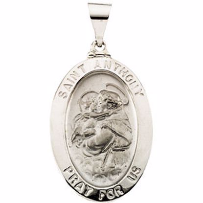 R41613:60001:P 14kt White 23x16mm Hollow Oval St. Anthony Medal