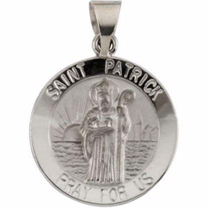 R41619:60001:P 14kt White 18mm Round Hollow St.Patrick Medal