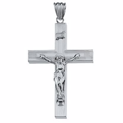 R42097:60001:P Sterling Silver 51.5x35.25mm Hollow Crucifix Pendant