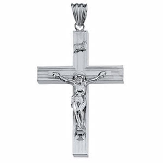 R42097:60001:P Sterling Silver 51.5x35.25mm Hollow Crucifix Pendant