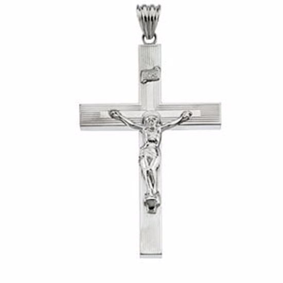 R42097:60002:P Sterling Silver 57.75x38.5mm Hollow Crucifix Pendant