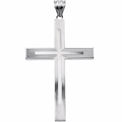 R42098:60001:P Sterling Silver 51.25x35.5mm Hollow Cross Pendant