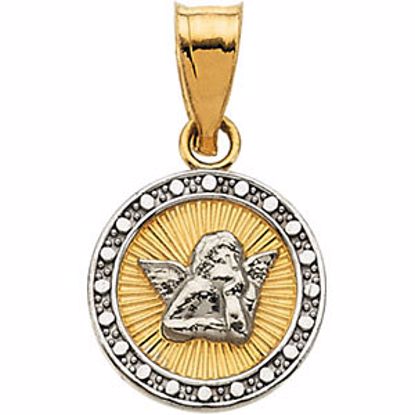 R41647:60001:P 14kt Yellow/White 10.5mm Angel Pendant