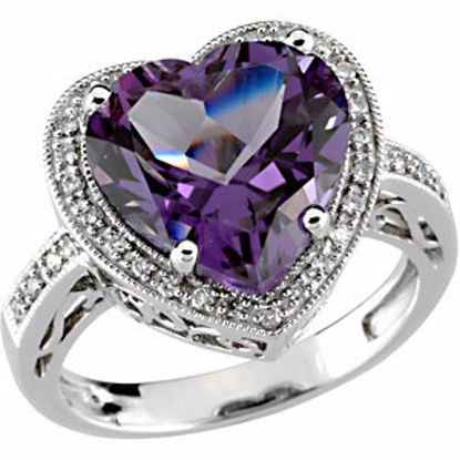 65666:60001:P 14kt White Amethyst & 1/6 CTW Diamond Ring