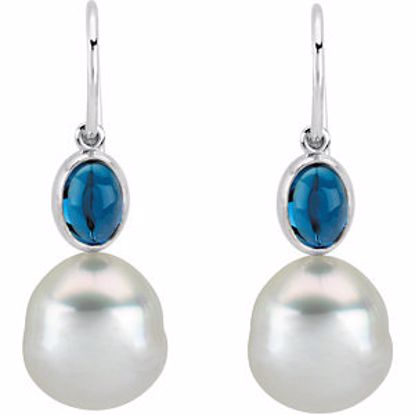 65501:100400:P Oval London Blue Topaz Dangle Earrings