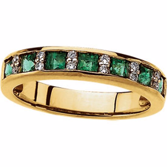 65649:60001:P 14kt Yellow Emerald & 1/10 CTW Diamond Anniversary Band Size 7