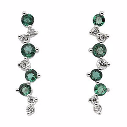 65674:60001:P Emerald & Diamond Accented Earrings