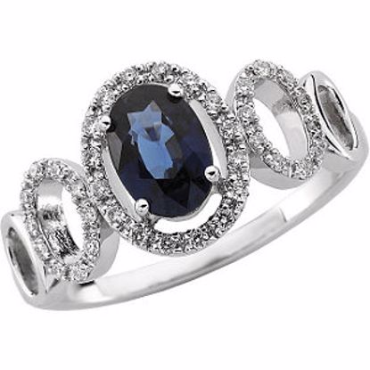 65668:600002:P 14kt White 1/6 CTW Diamond & 7x5mm Blue Sapphire Ring