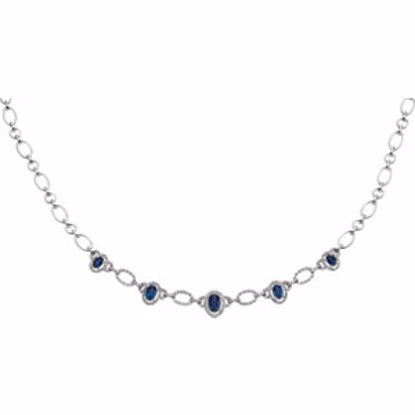 65670:60004:P 14kt White Blue Sapphire & 3/4 CTW Diamond 18" Necklace