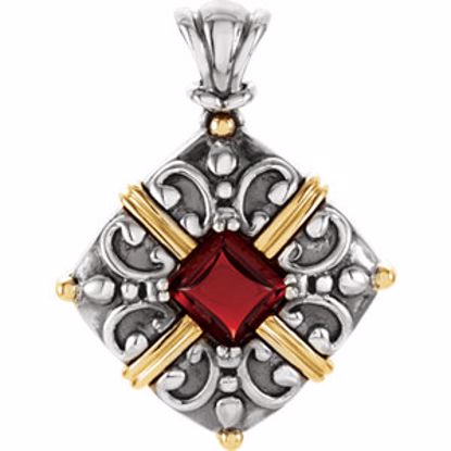 65815:60001:P Sterling Silver & 14kt Yellow Mozambique Garnet Pendant 