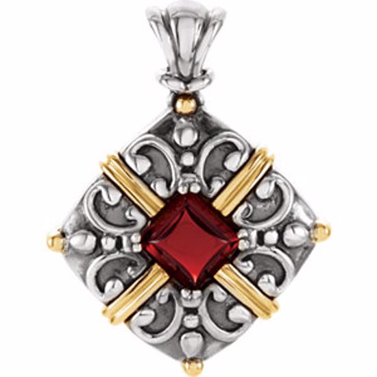 65815:60001:P Sterling Silver & 14kt Yellow Mozambique Garnet Pendant 